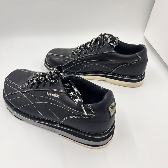 Brunswick Classic Men's Bowling Shoes Black Leather 10 - Picture 1 of 8